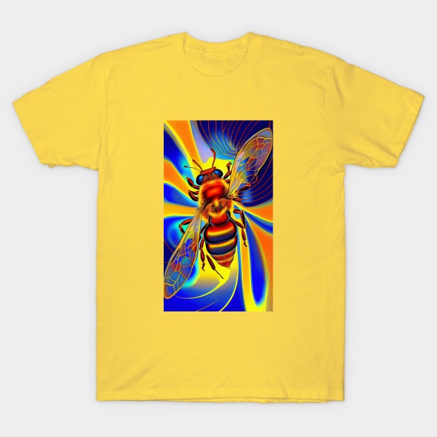 Abstract Honey Bee Image in Trippy Bright Vivid Colors T-Shirt by Bee-Fusion